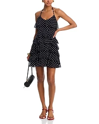 Aqua Ruffle Polka Dot Mini Dress