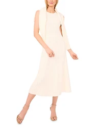 Sleeveless Round Neck Midi Dress with Pointelle and Rib