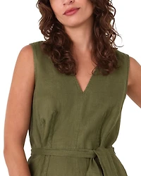 Belted Seamed Linen Jumpsuit