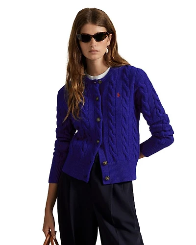 Cable Knit Wool Cashmere Cardigan