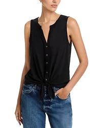 Notched Button Front Tee