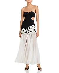 PatBO Runway Floral Strapless Dress
