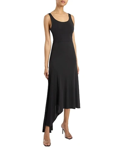 Tani Sleeveless Midi Dress with Asymmetric Skirt Panel Luxury Jersey