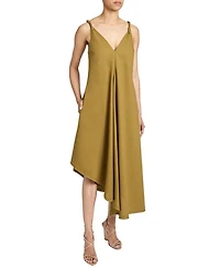 Kourt Asymmetric Sleeveless Linen Blend Midi Billow Dress