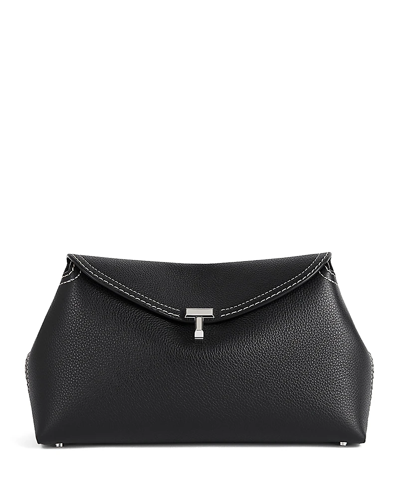 Toteme T-Lock Grained-Leather Convertible Clutch