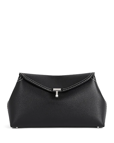 Toteme T-Lock Grained-Leather Convertible Clutch