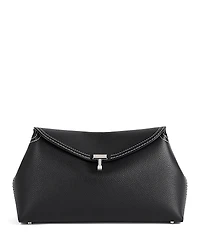 Toteme T-Lock Grained-Leather Convertible Clutch