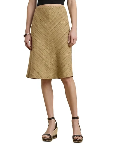 Herringbone Linen Blend Tweed Skirt