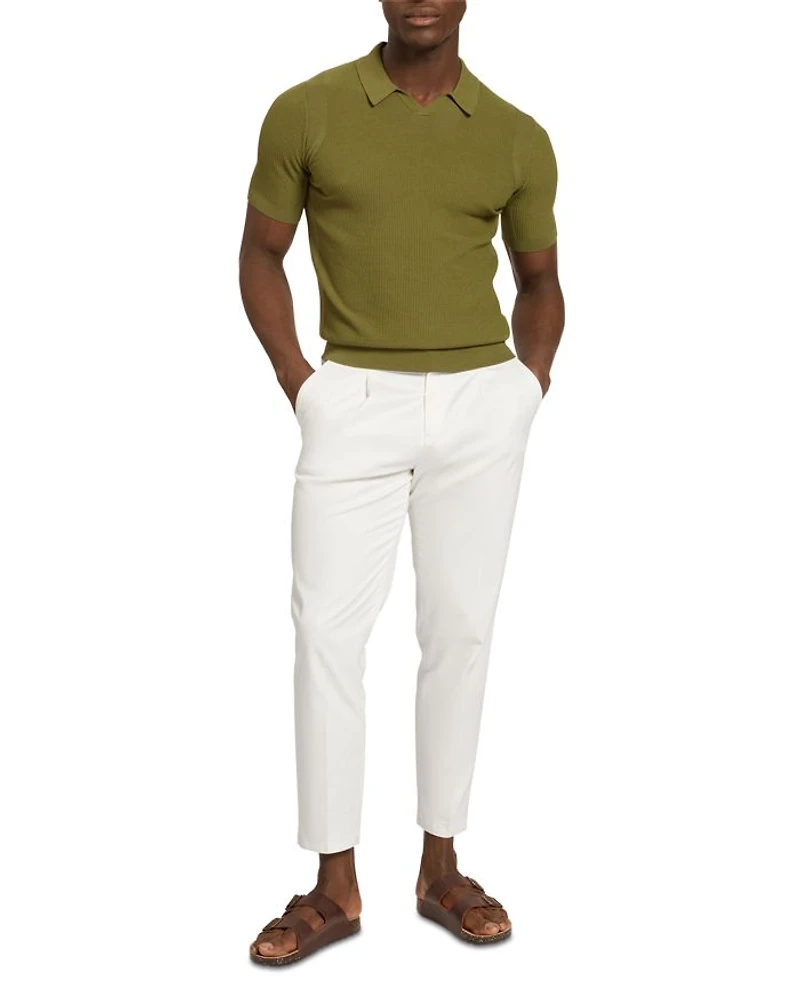 Aindrea Textured Rib Open Neck Knitted Polo Shirt
