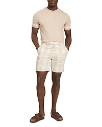 Arrigos Checked Cotton & Linen Straight Leg 7.5" Shorts