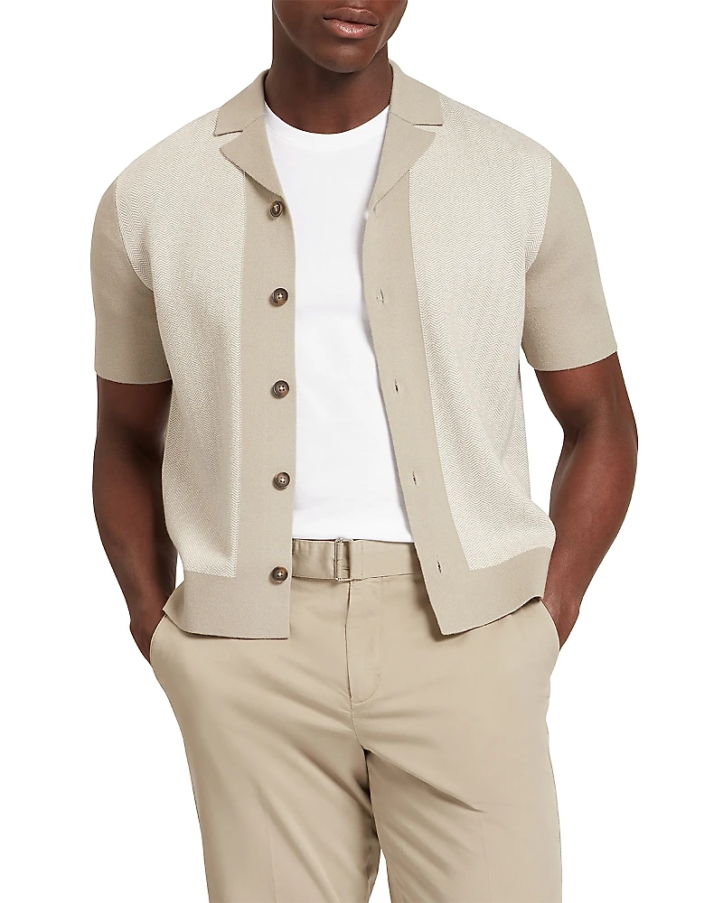 Ted Baker Padrig Herringbone Knit Colorblocked Shirt