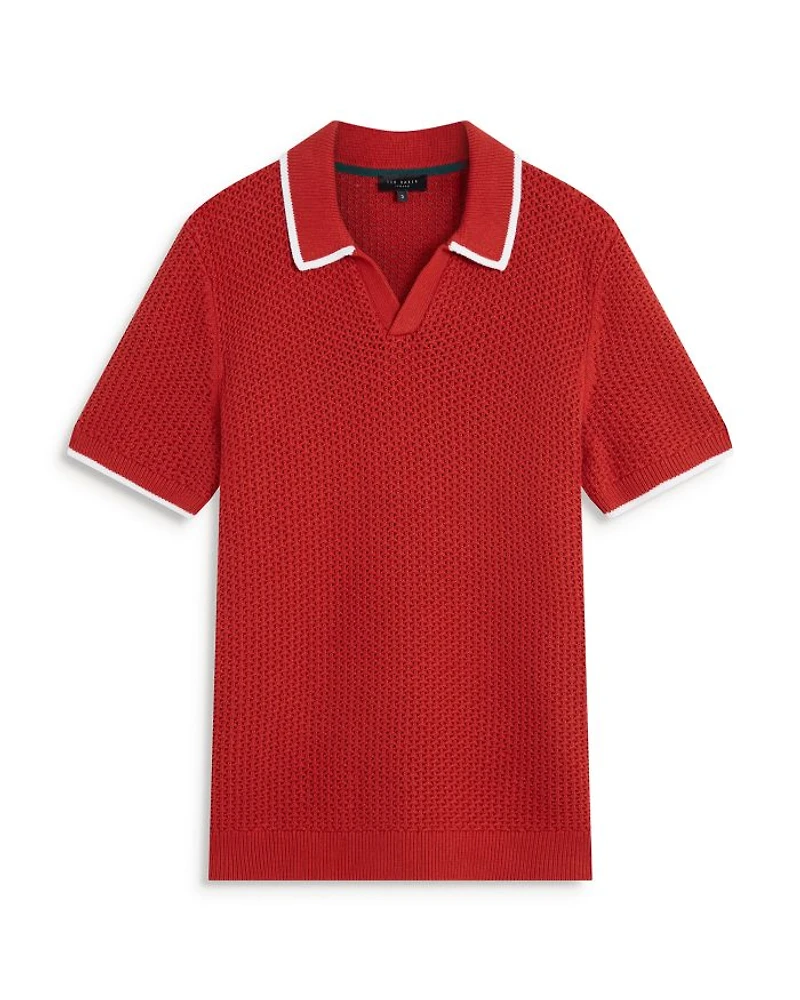 Sachair Textured Knit Open Neck Polo