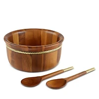 Braid Gold Round Salad Bowl & Servers