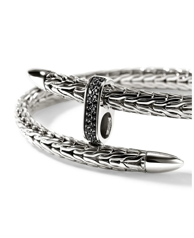 Sterling Silver Spear Black Sapphire Flex Bracelet