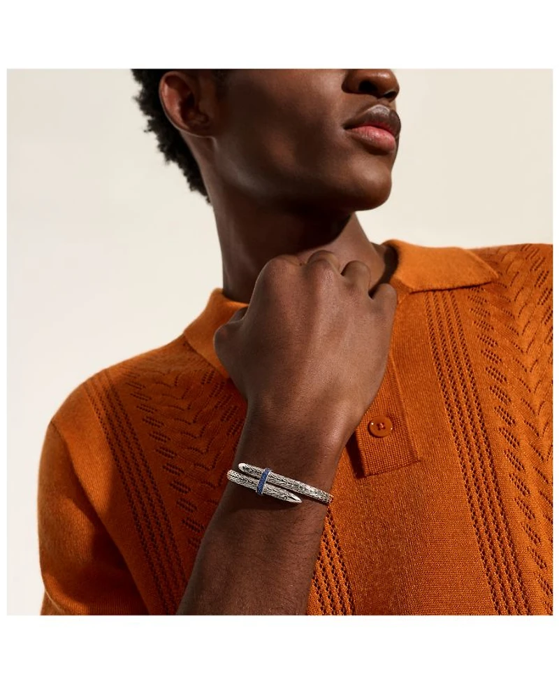 Sterling Silver Spear Blue Sapphire Flex Bracelet