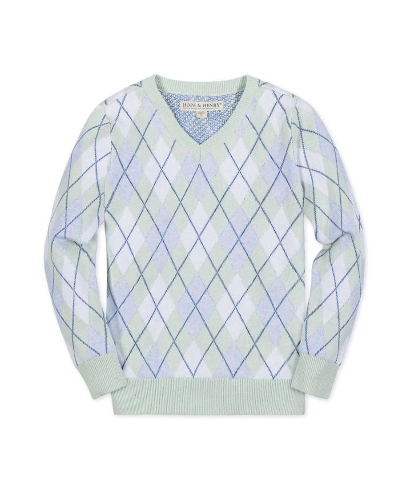Unisex Hope & Henry Boys' Organic Long Sleeve Fine Gauge V-Neck Sweater
