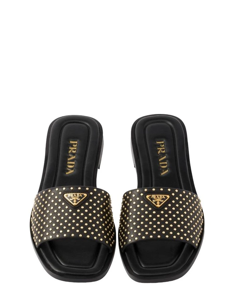 Women's Nappa Leather Slides with Studs