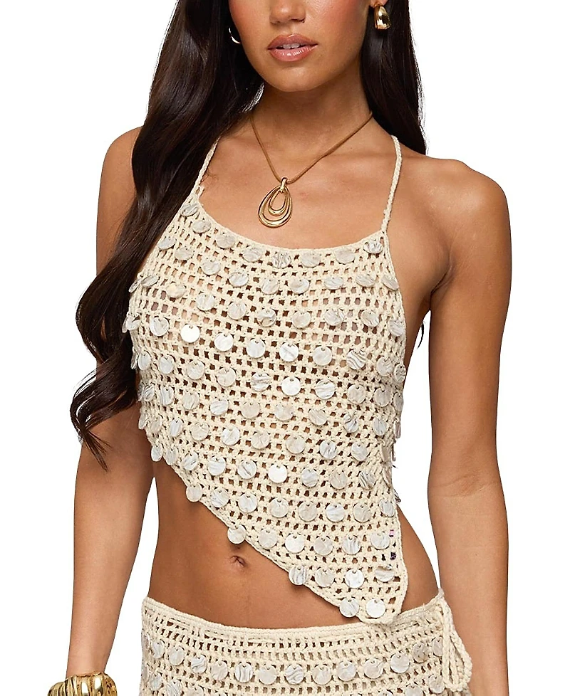 Edikted Alora Iridescent Crochet Top