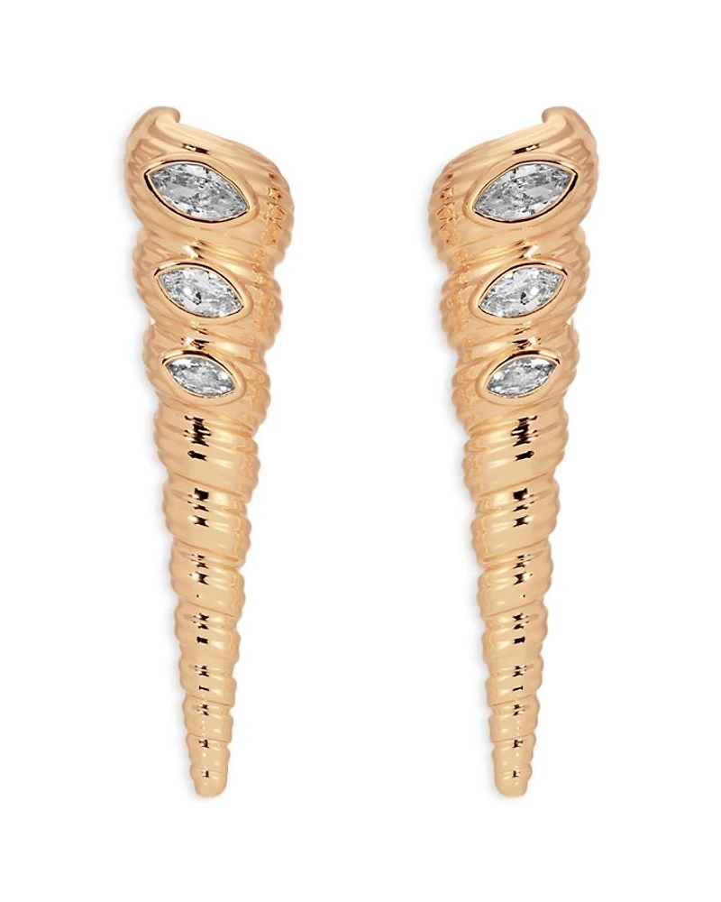 Cubic Zirconia Capri Shell Linear Drop Earrings