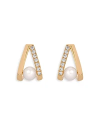 Pavé & Cultured Freshwater Pearl Split J Hoop Earrings