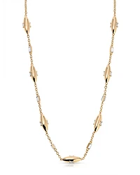 Baguette Crystal Oval Dome Chain Necklace, 12.5"-17.5"