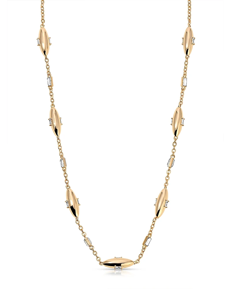 Ettika Baguette Crystal Oval Dome Chain Necklace, 12.5-17.5