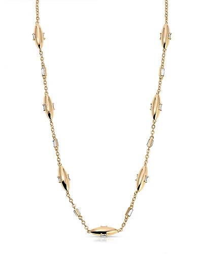 Ettika Baguette Crystal Oval Dome Chain Necklace, 12.5-17.5