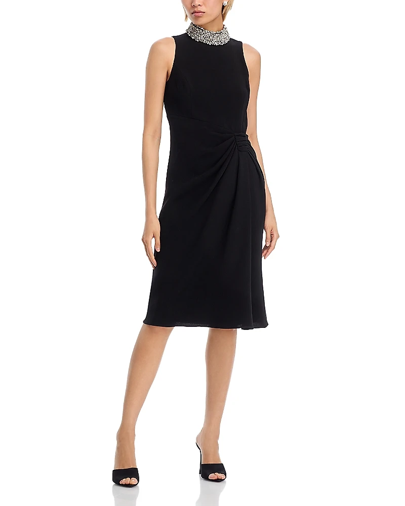Teri Jon by Rickie Freeman Mock Neck Sarong Dress