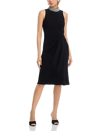 Teri Jon by Rickie Freeman Mock Neck Sarong Dress