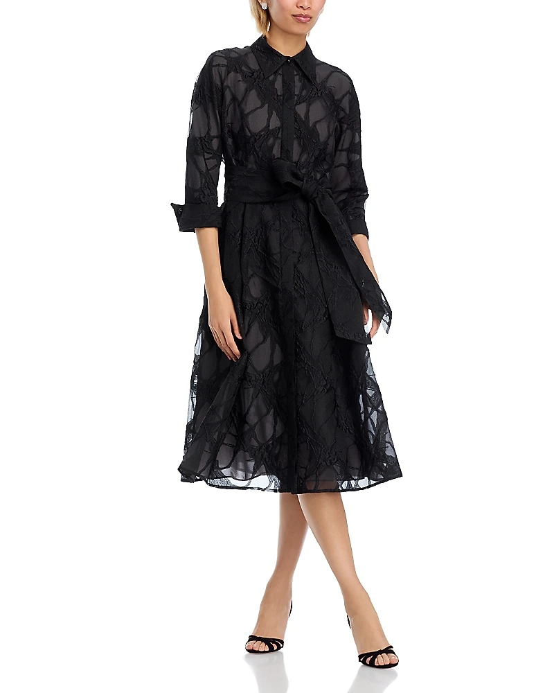 Teri Jon by Rickie Freeman Organza Web Shirt Dress