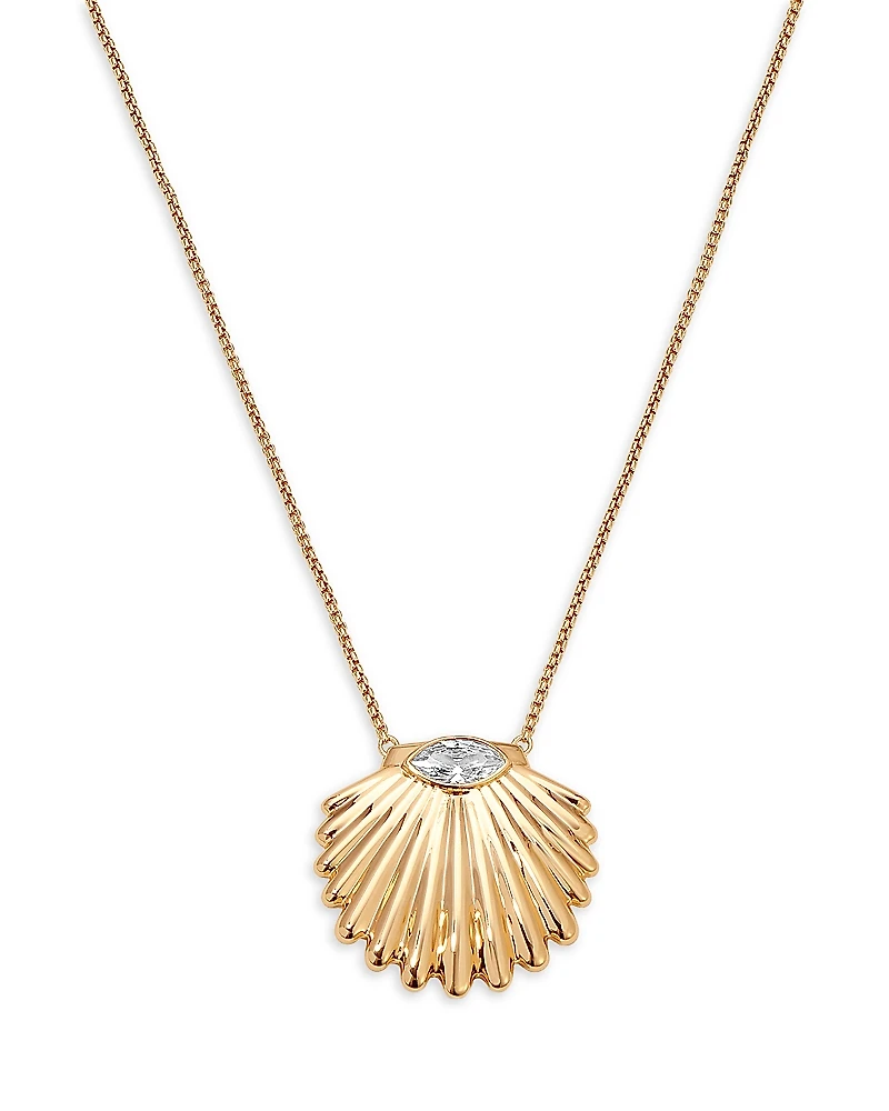 Ettika Cubic Zirconia Scallop Shell Pendant Necklace
