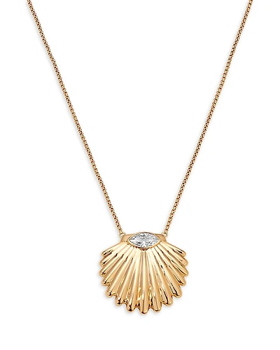 Ettika Cubic Zirconia Scallop Shell Pendant Necklace
