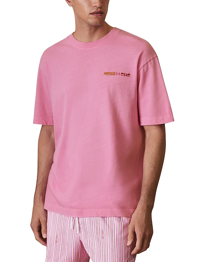 Reiss Che Brava Washed Sunset Graphic Tee