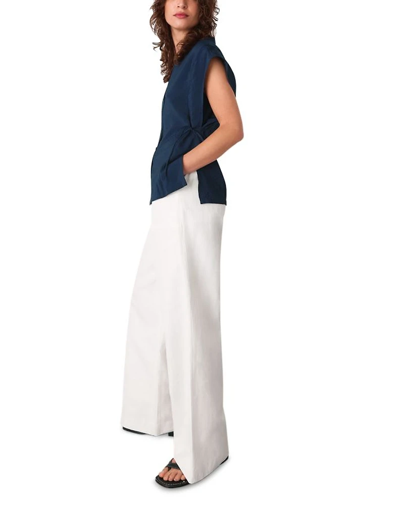 Button Down Tie Side Blouse