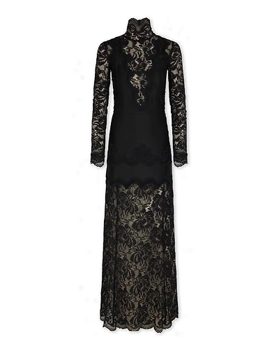 Floral Lace Mock Neck Maxi Dress