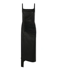 Leather Draped Asymmetric Dress