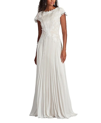 Tadashi Shoji Cassiel Pleated Chiffon Gown