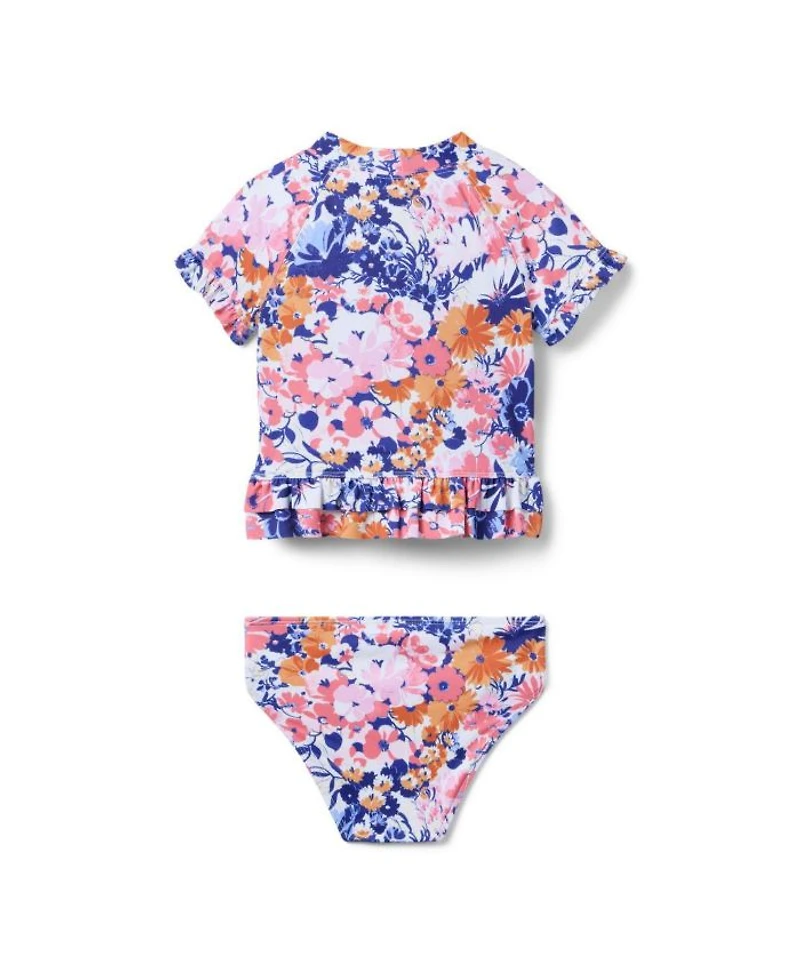 Girls' Short Sleeve Floral Rashguard Swim - Little Kid, Big Kid