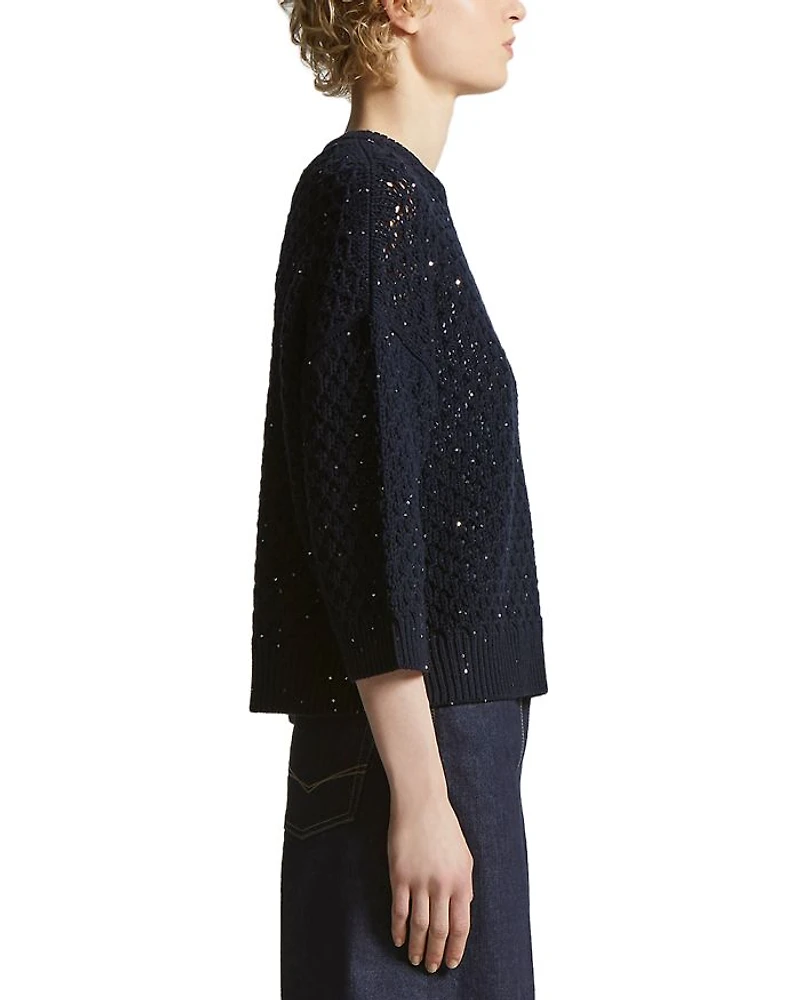 Sequin Three Quarter Sleeve Sweater