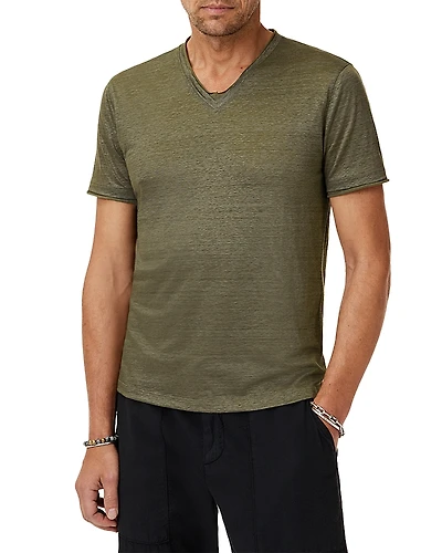 John Varvatos Wooster Slim Fit V Neck Linen Tee