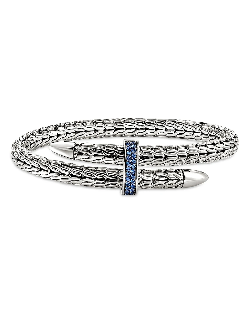 John Hardy Sterling Silver Blue Sapphire Spear Flex Cuff Bracelet