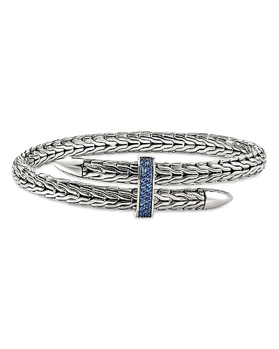 John Hardy Sterling Silver Blue Sapphire Spear Flex Cuff Bracelet
