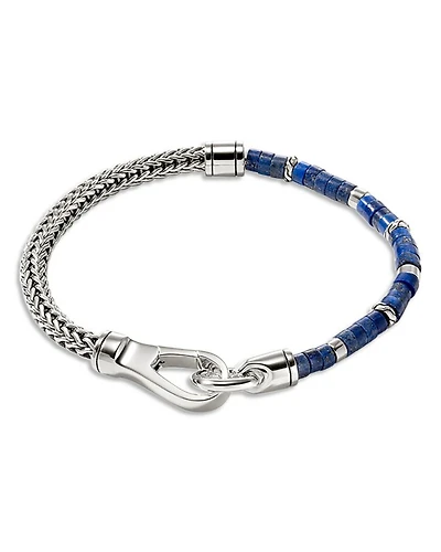 Sterling Silver Heishi Lapis Lazuli Weave Bracelet
