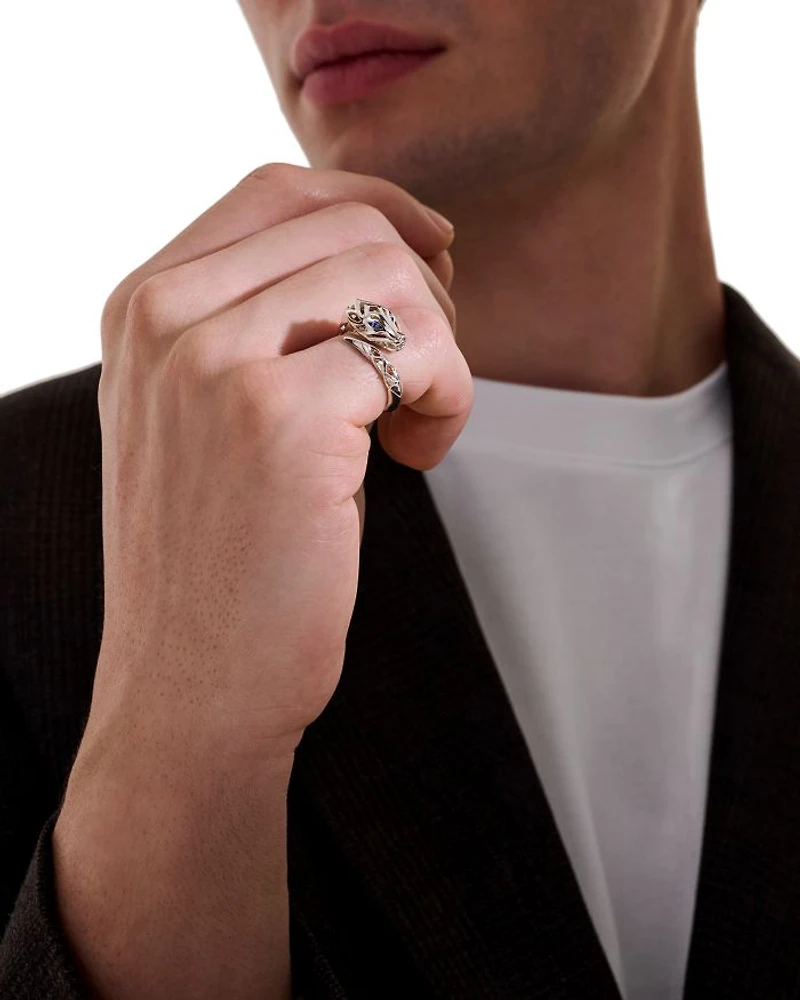 Sterling Silver Blue Sapphire Naga Ring