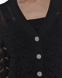 Fan Detail Button Up Sweater