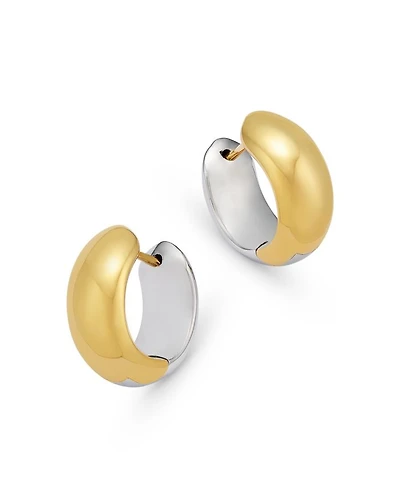 14K White & Yellow Gold Huggie Hoop Earrings