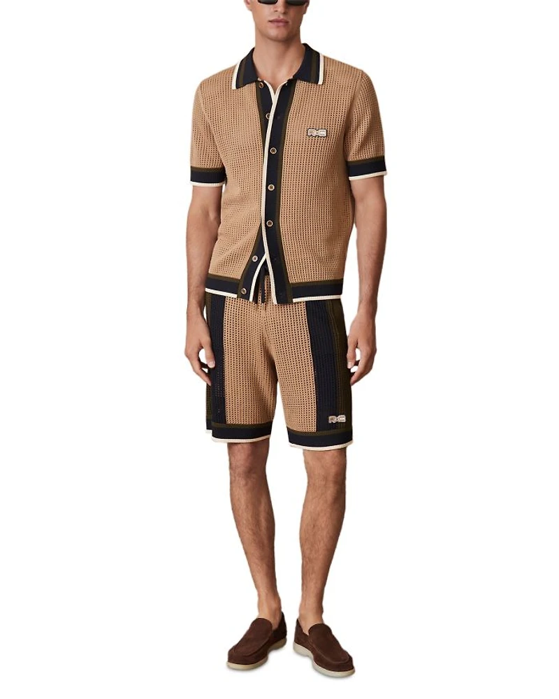 CHE CRUSOE Crochet Contrast Trim Button Shirt