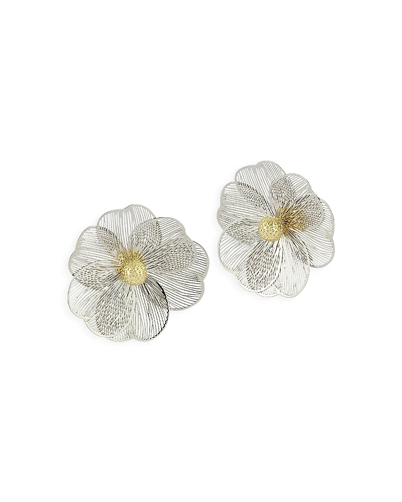 Aqua Flower Statement Stud Earrings - Exclusive