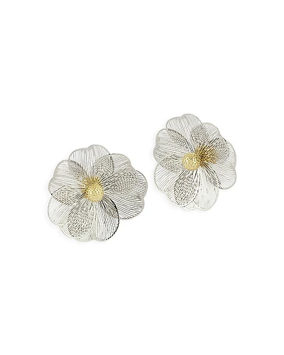 Aqua Flower Statement Stud Earrings - Exclusive