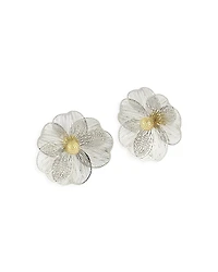 Aqua Flower Statement Stud Earrings - Exclusive